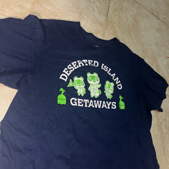 Adults unisex XL animal crossing new horizons Tom Nook deserted island getaway T - Picture 3 of 4